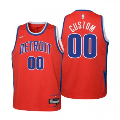 Detroit Pistons Custom Youth Nike Red 202122 Swingman Jersey City Edition